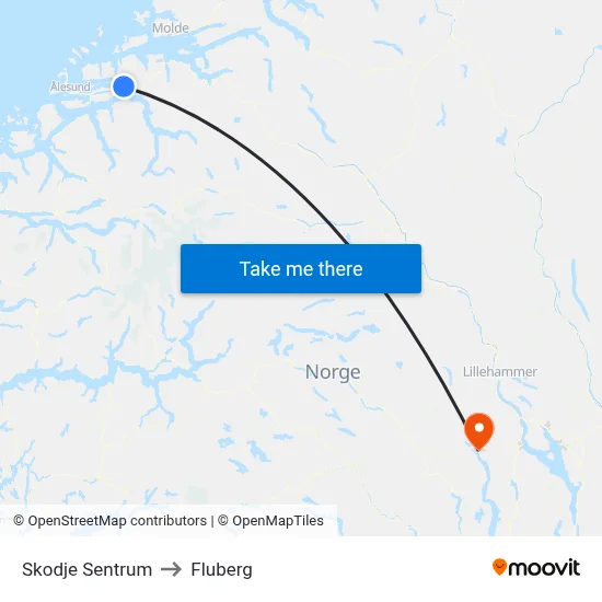 Skodje Sentrum to Fluberg map