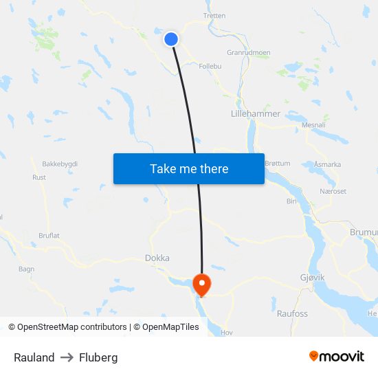 Rauland to Fluberg map
