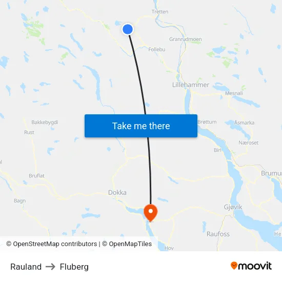 Rauland to Fluberg map