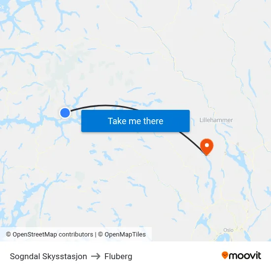 Sogndal Skysstasjon to Fluberg map