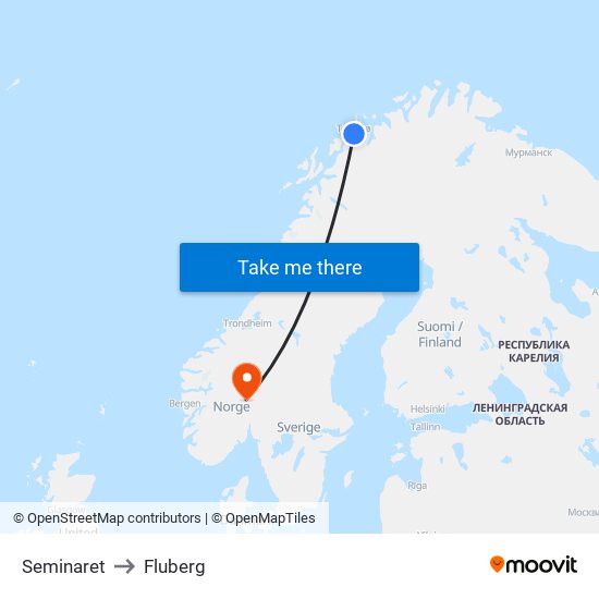 Seminaret to Fluberg map