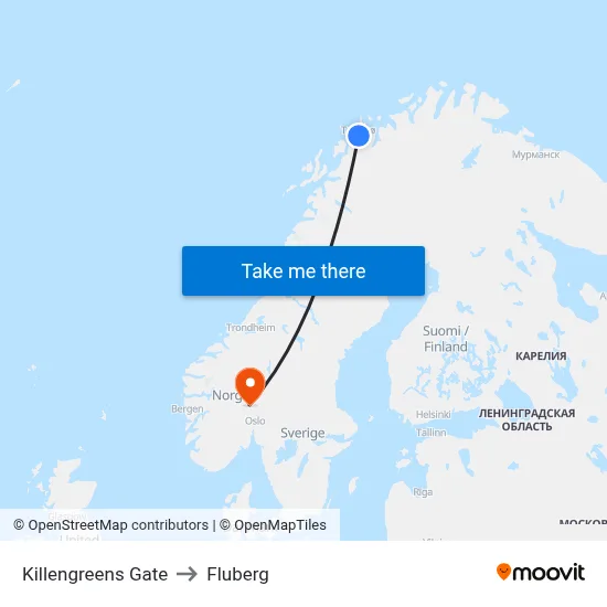 Killengreens Gate to Fluberg map