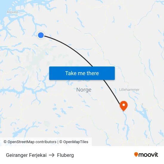 Geiranger Ferjekai to Fluberg map