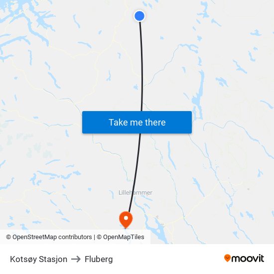 Kotsøy Stasjon to Fluberg map