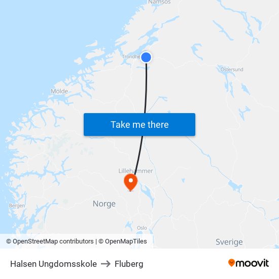Halsen Ungdomsskole to Fluberg map