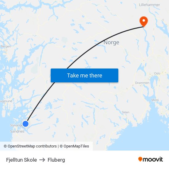 Fjelltun Skole to Fluberg map