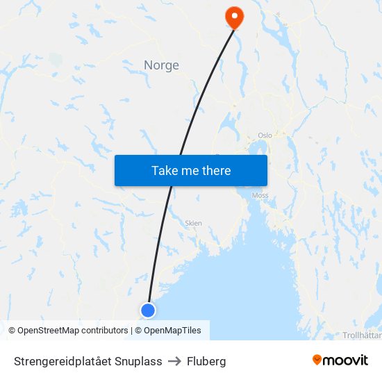 Strengereidplatået Snuplass to Fluberg map