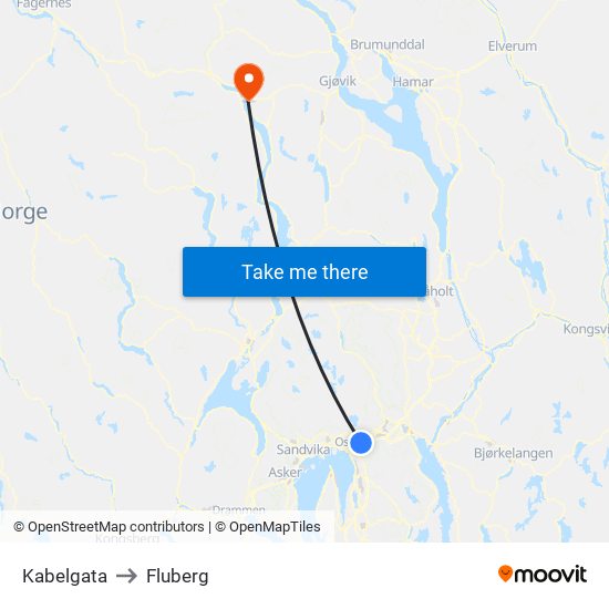 Kabelgata to Fluberg map