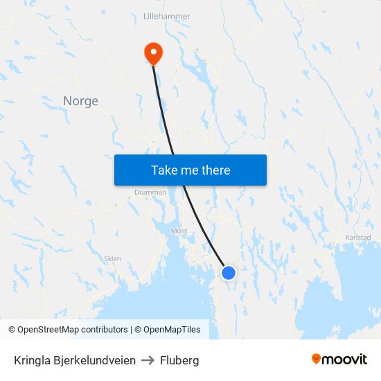 Kringla Bjerkelundveien to Fluberg map
