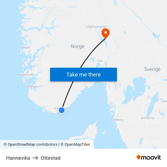 Hannevika to Ottestad map