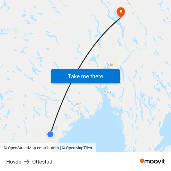 Hovde to Ottestad map