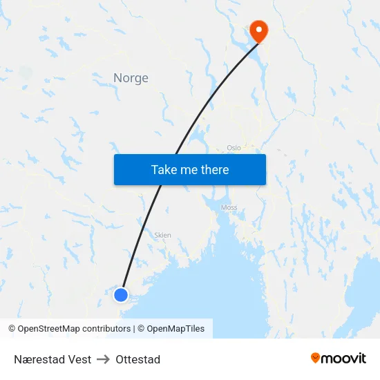 Nærestad Vest to Ottestad map