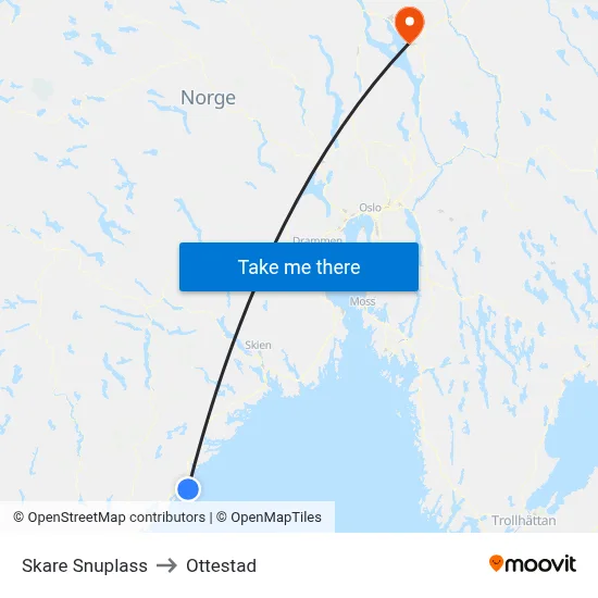 Skare Snuplass to Ottestad map