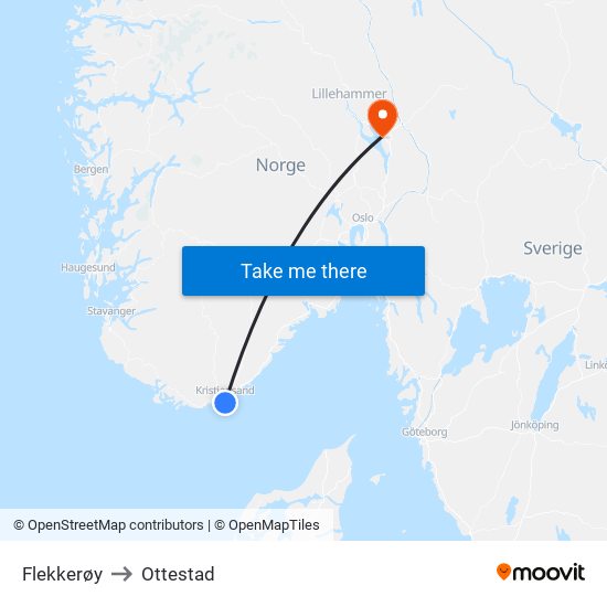 Flekkerøy to Ottestad map