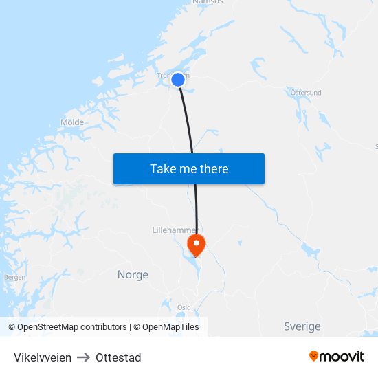 Vikelvveien to Ottestad map