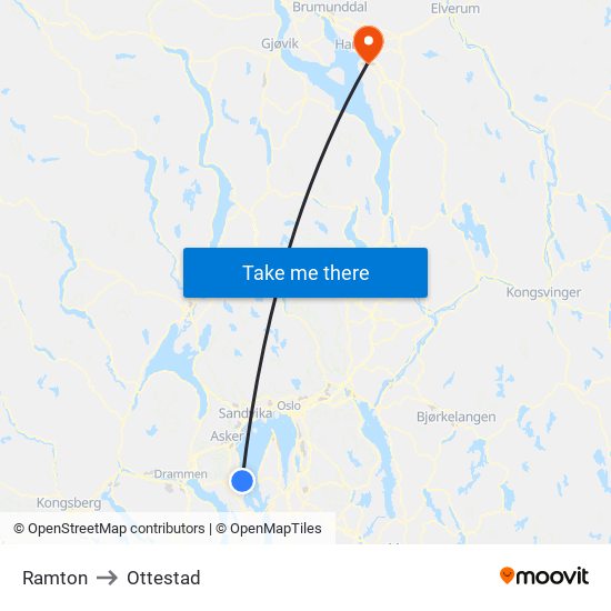 Ramton to Ottestad map