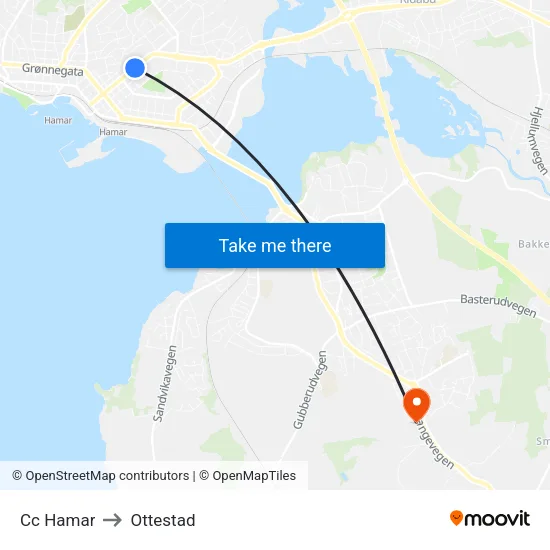 Cc Hamar to Ottestad map