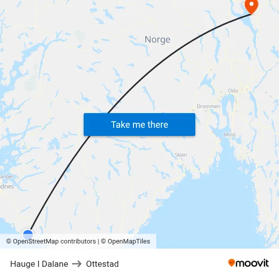 Hauge I Dalane to Ottestad map