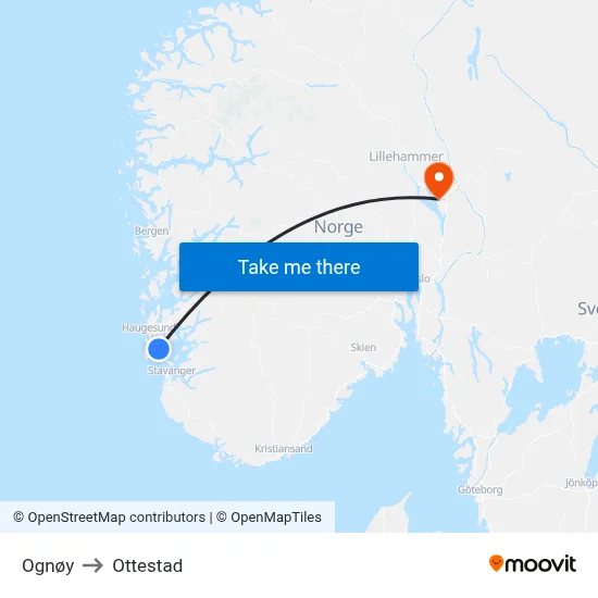 Ognøy to Ottestad map
