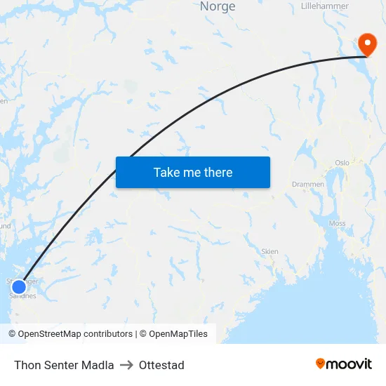 Thon Senter Madla to Ottestad map