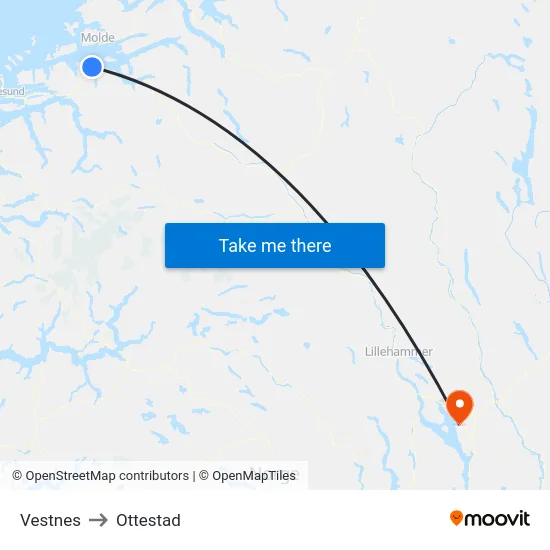 Vestnes to Ottestad map