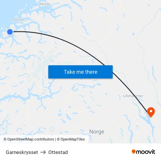 Garneskrysset to Ottestad map