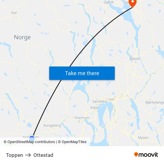 Toppen to Ottestad map