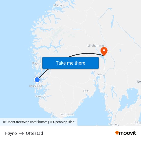 Føyno to Ottestad map