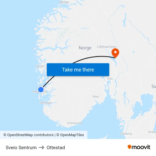 Sveio Sentrum to Ottestad map