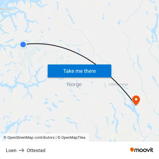 Loen to Ottestad map