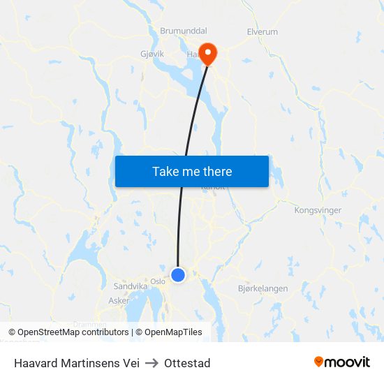 Haavard Martinsens Vei to Ottestad map