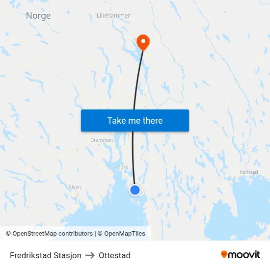 Fredrikstad Stasjon to Ottestad map