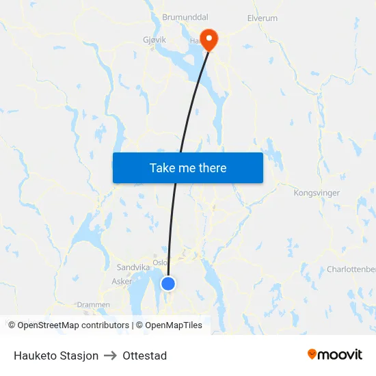Hauketo Stasjon to Ottestad map