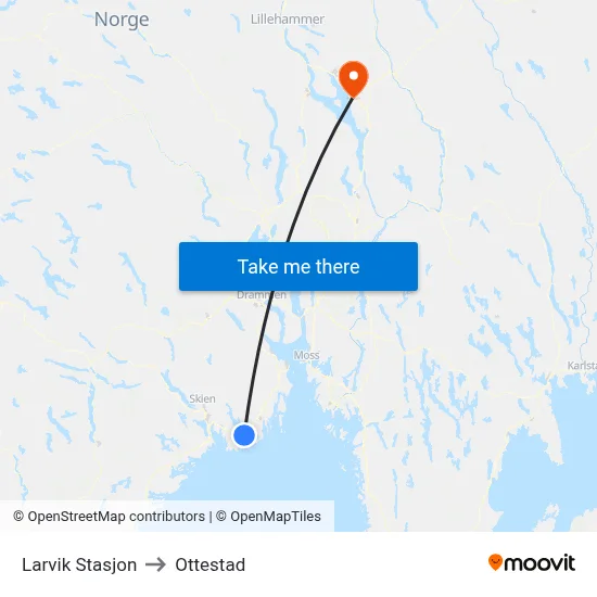 Larvik Stasjon to Ottestad map