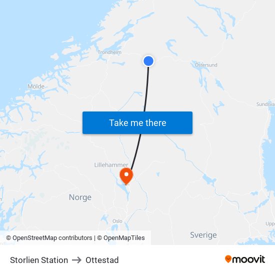 Storlien Station to Ottestad map