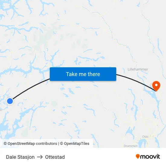 Dale Stasjon to Ottestad map