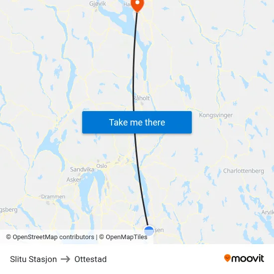 Slitu Stasjon to Ottestad map