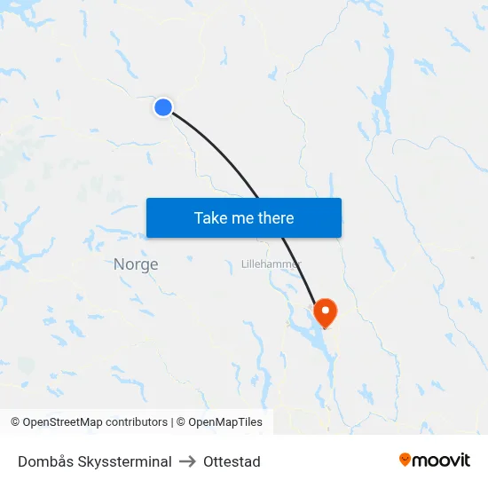 Dombås Skyssterminal to Ottestad map