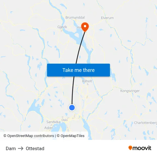 Dam to Ottestad map