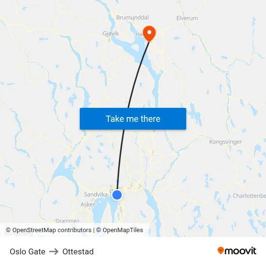 Oslo Gate to Ottestad map
