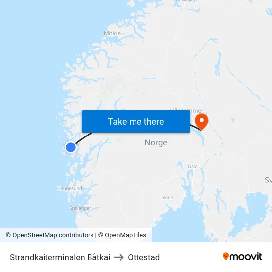 Strandkaiterminalen Båtkai to Ottestad map