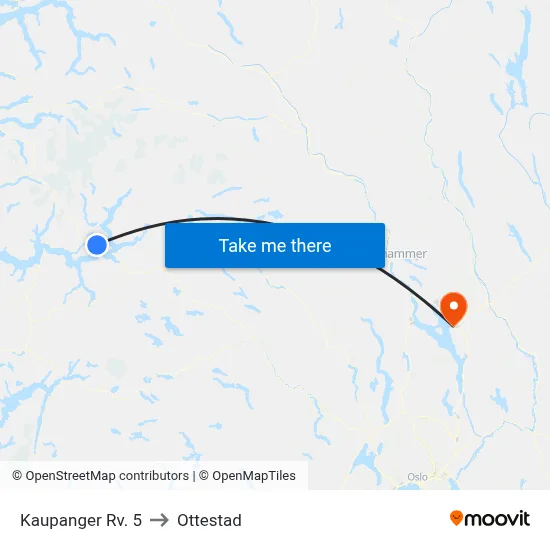 Kaupanger Rv. 5 to Ottestad map