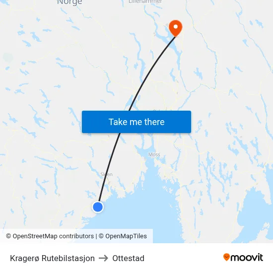 Kragerø Rutebilstasjon to Ottestad map