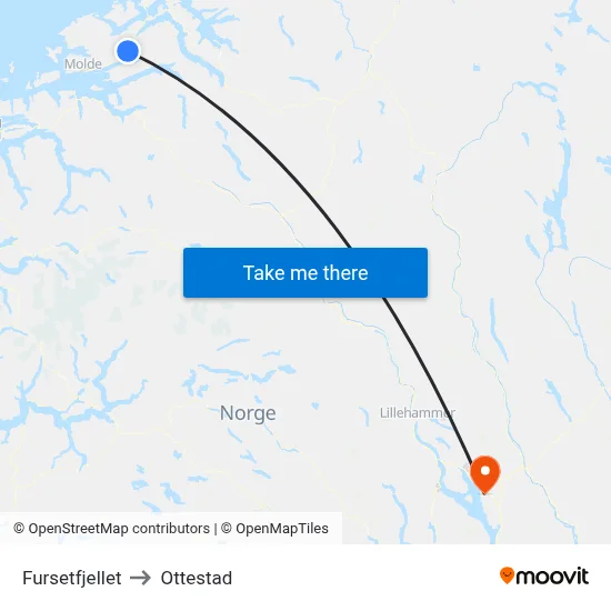 Fursetfjellet to Ottestad map