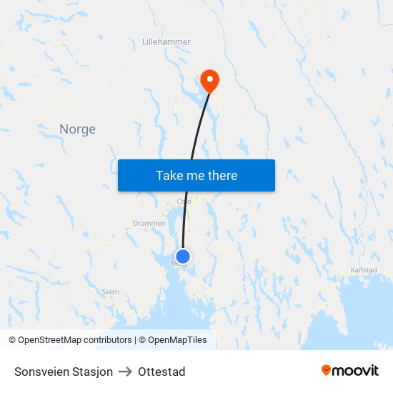 Sonsveien Stasjon to Ottestad map