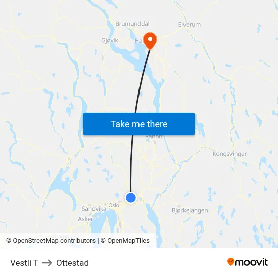 Vestli T to Ottestad map