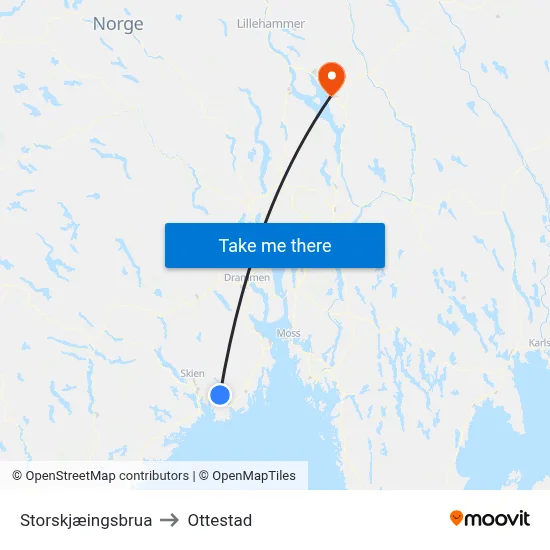 Storskjæingsbrua to Ottestad map
