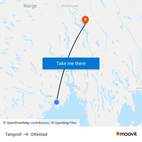 Tangvoll to Ottestad map