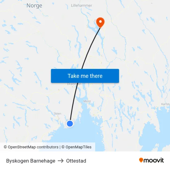 Byskogen Barnehage to Ottestad map