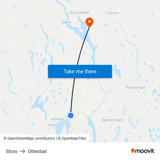 Storo to Ottestad map